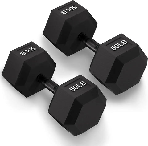 Rubber Hex Dumbbell with Anti-Slip Handle