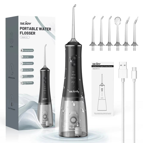 Sejoy Rechargeable Water Flosser – 4-Mode Oral Irrigator with 4 Nozzles