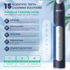 Sejoy JS10-1 Sonic Electric Toothbrush – Rechargeable with 10 Brush Heads