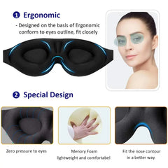 3D Contoured Sleep Mask – Light-Blocking Eye Cover