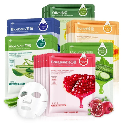 30-Piece Natural Plant Sheet Mask Set – Hydrating & Nourishing