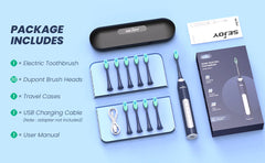 Sejoy JS10-1 Sonic Electric Toothbrush – Rechargeable with 10 Brush Heads