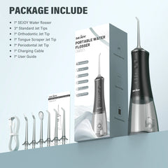 Sejoy Rechargeable Water Flosser – 4-Mode Oral Irrigator with 4 Nozzles