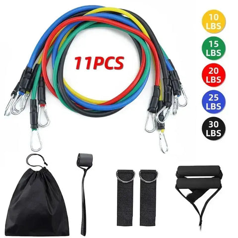 11-Piece TPE Resistance Band Set – Full-Body Workout Kit